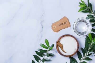 Collagen powder, skincare healthcare anti-aging beauty concept